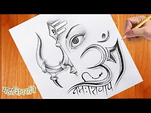 How To Make Half Lord Shiva And Trishul | Step By Step | Mahadev And Om Drawing Easy | Pencil Sketch