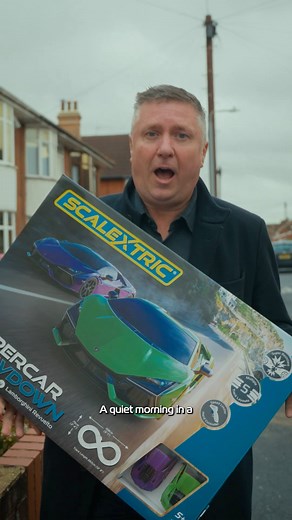 35K views · 623 reactions | We teamed up with David Croft to give F1 superfans Kyle and Chris a surprise they won’t forget — a brand-new Scalextric set and a bit of classic Crofty commentary for their first race!  | Scalextric | Facebook