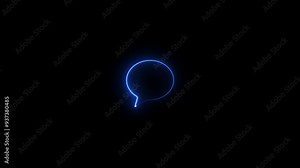 glowing neon blue color message box animation icon text message notification notice mailbox animated sign symbol on black background