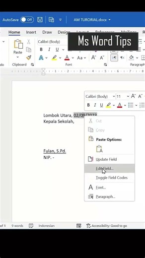 How to display today's date in Microsoft Word #wordtips #learnoffice #learncomputer #fyp