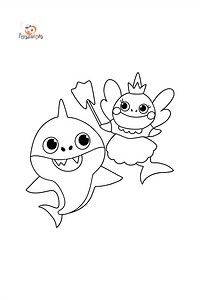 Tooth fairy and Baby shark coloring page ♥ Online and Print for Free!