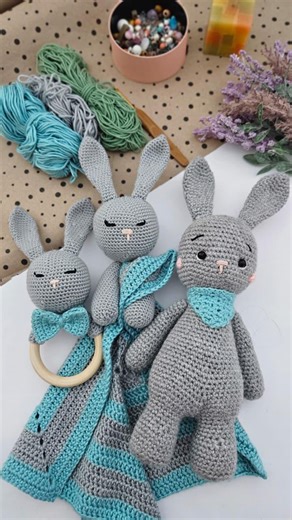 Crochet Bunny Amigurumi, Lovey and Rattle Patterns Bundle - Etsy