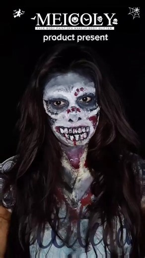 Crazzy 🫰🏻 on Instagram: "Zombie tutorial 🎨🖌️ Halloween special makeup 👻 Product details..... Meicoly face and body paint-black,white and gray Meicoly special effect powder -black #makeup #makeupideas #sfxmua #sfxmakeup #zombie #creativemakeup #creative #transformation #transition #makeupartist #makeuptutorial #trending #makeupreels #viralreels #halloweenmakeup #halloween #art #makeover #meicoly #meicoly_official #halloween @meicoly_official"