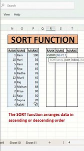 Sort your data instantly using the SORT function in Excel! #excel #exceltips #exceltutorial #learn