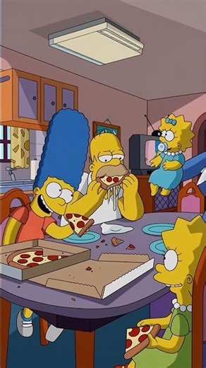 The Simpsons eating Pizza #thesimpsons #simpsons #ai #aitools #cartoon