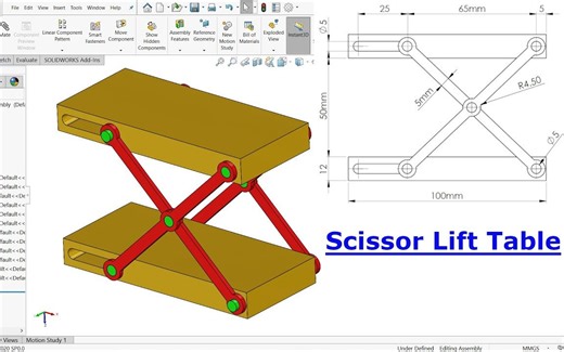 solidworks手动升降平台车建模（基本原理）