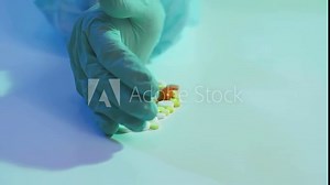 Drug costs. Healthcare reform. Doctor hand moving pill pile to 100 dollar bill stack.