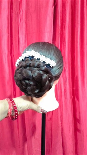 Beautiful Braided Bun Tutorial for wedding and girls ❤️#shorts #youtubeshorts #trending #viral #hair