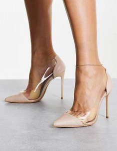 Truffle Collection clear stiletto heeled shoes in beige | ASOS