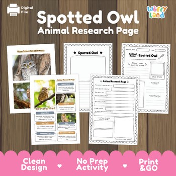 Spotted Owl Animal Research: 4-Page Informational Text & Graphic Organizer Set