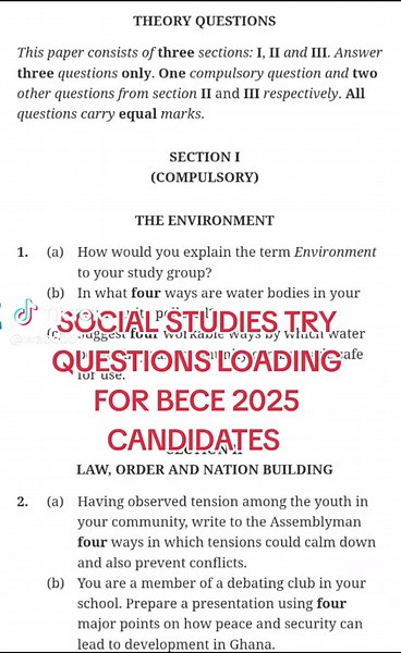 Social Studies Practice Questions for BECE 2025 Candidates
