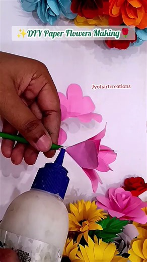 DIY Paper flower making|how to make rose flower with paper|paper flower craft|handmade flower#shorts