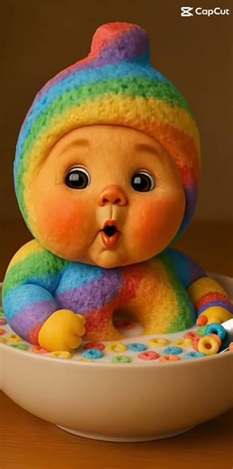 A frootloop baby eating frootloops