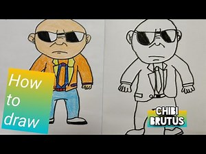 How to draw chibi Brutus/from fortnite step by step sketching