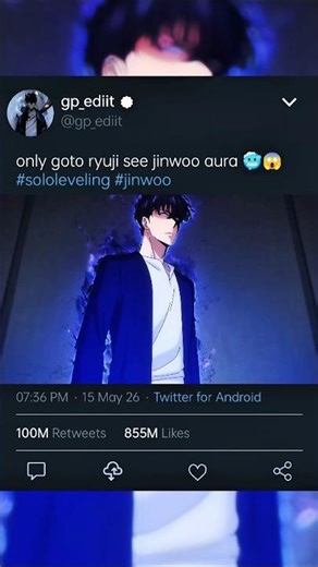 only goto ryuji see jinwoo aura 🥶😱 #sololeveling #shadowmonarch #sungjinwoo #jinwoo
