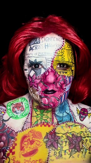 Stranger things patchwork zombie makeup 🧟‍♀️ What is everyone’s favourite season so far? @Stranger Things @Netflix #strangerthings #makeuptransofrmation #crazymakeup #art #strangerthingsmakeup