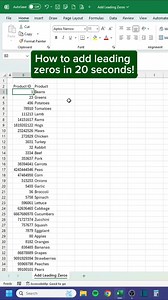 61K views · 410 reactions | Add Leading Zeros in Excel‼️ #Excel | CheatSheets | Facebook