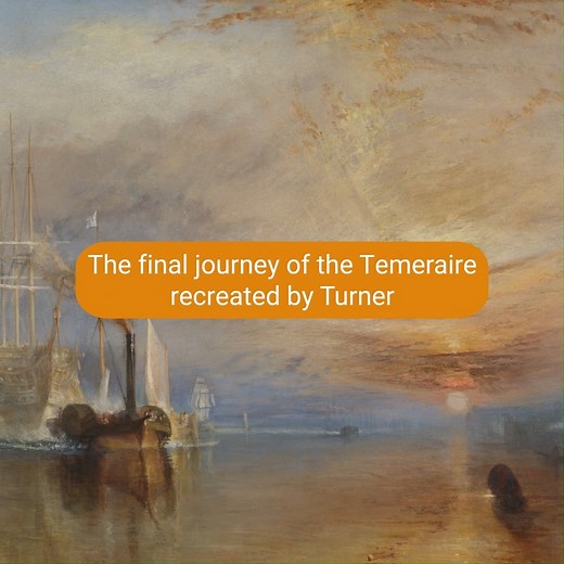 The HMS Temeraire was launched #OnThisDay in 1798. The 98-gun ship 'Temeraire' played a distinguished role in Nelson's victory at the Battle of Trafalgar in 1805. Turner’s painting shows its final journey, as the ship is towed from Sheerness in Kent along the river Thames to Rotherhithe in south-east London: https://bit.ly/2Pbnlzb | National Gallery