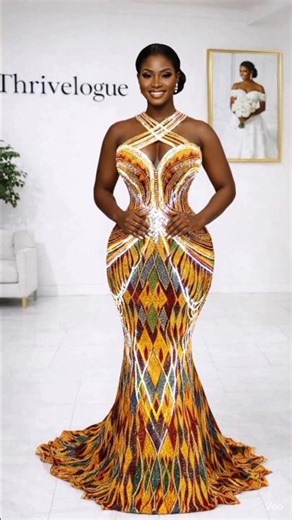 bridal Kente Dress with glowing light effect ❤️ #bridalkente #kentefashion #wedding #weddingdress