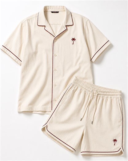 Men's Plus Size Palm Tree Shirt and Shorts Set | Cotton Polyester Loungewear - Etsy