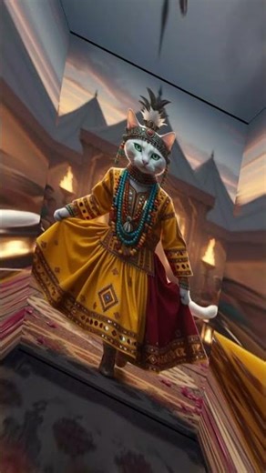 Kalash Cultural Catwalk | Beautiful White Cat in Traditional Dress