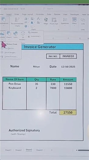 Excel me Signature Kaise Add Kare | Easy Method | #shorts #ytshorts #excel #explore