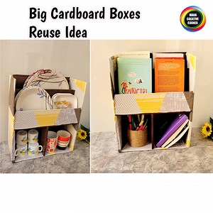 How to reuse big cardboard boxes as storage organizers #crafts | Mana creative corner | Facebook