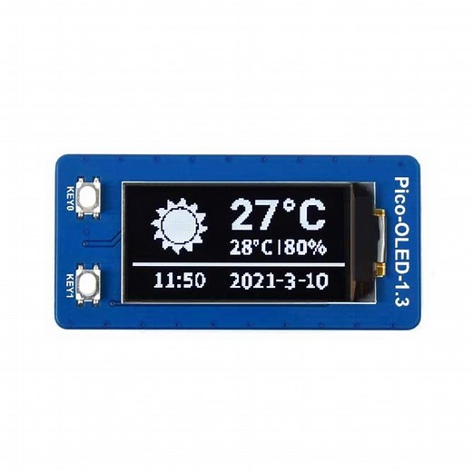 OLED Display Module for Raspberry Pi Pico, 1.3inch, SPI/I2C (64×128)