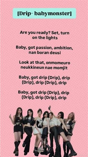 BABYMONSTER DRIP lyrics#kpop #koreansong #babymonster#subscribe #shorts