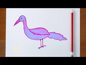 Simple Heron Bird Drawing for Kids | Easy Step-by-Step Tutorial