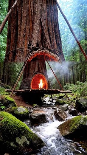 ASMR Tree Root Pod Cabin 🌳 #Ambience #Cozy #Fantasy