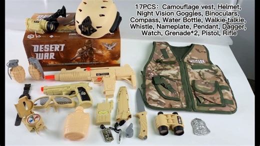 Watch 17 PCS Kids Army Costume Military Soldier Dress up for Halloween on Amazon Live