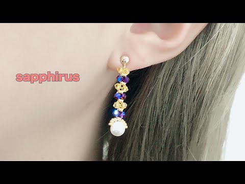 【ビーズステッチ初級】ライトアングルウィーブの練習☆簡単ピアスの作り方 How to make earrings / Right Angle Weave/swarovski/easy tutorial
