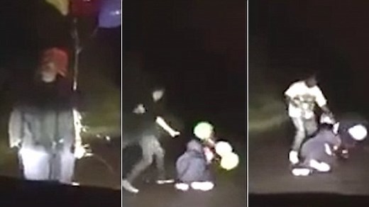 Clown gets pummeled when he tries to scare the wrong people