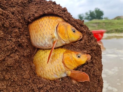 Unique hand fishing video river dry place underground catching big stuck monster fish #fish #fishing #video | Catch Fish With ET