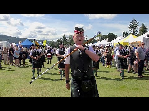 "Cock o' the North" by Gordon Highlanders Drums & Pipes marching off from 2019 Aboyne Highland Games