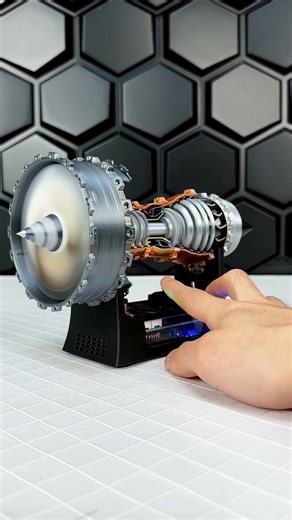 An aircraft engine with a rotational speed of up to five thousand revolutions per minute #model