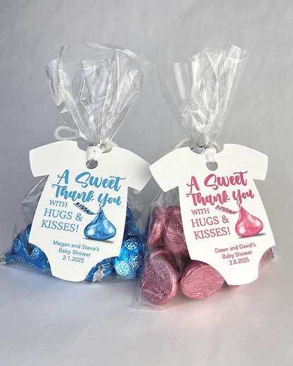 Hugs & Kisses Onesie Personalized Baby Shower Favor Tags Baby Girl Custom Gift Tags Baby Boy A Sweet Thank You Infant Bodysuit Tag - Etsy
