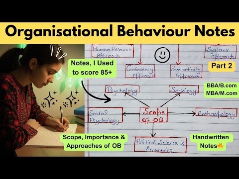 Organisational Behaviour | Notes I used to score 85+ 🔥| Scope, Importance and Approaches | Part 2