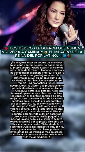 🔴 Se rompió la columna y ocurrió un milagro... 😭 La desgarradora historia de Gloria Estefan.