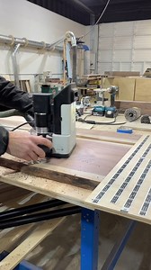 Using the Shaper Origin to cut an exact size hole for a circular insert (also cut with the Origin). This is the backside of a headboard panel, and this helps stabilize the knot's grain so it can stay intact on the frontside. #woodworking #reels #knot #woodslab #slab #woodshop #furnituremaker #cnc #shaperorigin #platformbed #headboard | Boundary Fog Furniture