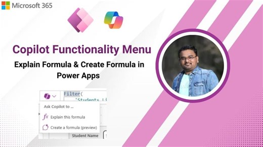 Copilot Functionality Menu - Explain Formula Create Formula in Power Apps | Umesh Baradkar
