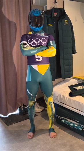 Nick Timmings on Instagram: "Get ready to slide with me at the Olympics 👊 even the underwear is green and gold 🟡🟢 Lets go AUS! @knobby @ausolympicteam #forzateamaus #milanocortina2026"