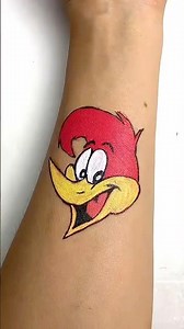 Easy Woody Woodpecker Body Painting! 🎨 #WoodyWoodpecker #BodyArt #FacePaint #DrawingProcess #art