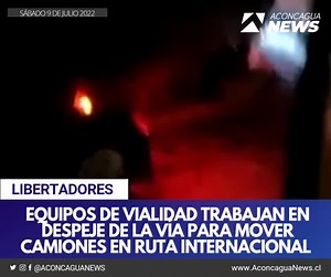 🔴#AHORA #LOSLIBERTADORES #CAMINOINTERNACIONAL Equipos de Vialidad trabajan en despeje de ruta para mover camiones varados en la nieve. Según explicó Carabineros, la congestión de camiones y el varamiento de estos se debió a un accidente al interior del túnel Cristo Redentor y otro en lado argentino, lo que imposibilitó qué los camiones avanzaran, quedando atrapados producto de la nieve. Se informó quesería cerca de 250 los camiones que estarían en la ruta desde Guardia vieja hasta Los Libertado
