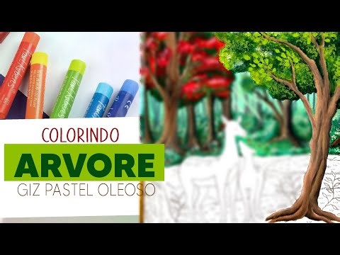 Colorindo árvores com Giz oleoso