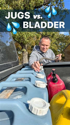 OUR ANSWER ⤵️ It really depends on how much water you want to store! 💦 With water jugs, you can fill them up whenever you see a water spigot (we use the iOverlander app to find these) and leave them sitting in your truck for a long period of time. When we are boondocking, we always like to keep a large water reserve on hand. 💦On the flip side, you don’t want to leave a water bladder full and sitting in the back of your truck for days on end. Depending on the size, water bladders take up a LOT 