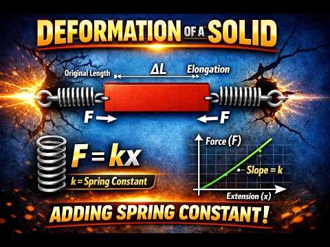 Deformation of a solid explained | Sum of Spring Constant | Total extension of Spring