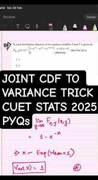 CUET STATISTICS 2025 Q29 | Variance from Joint Distribution Shortcut