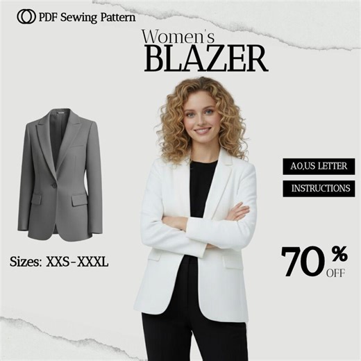 Women Blazer Sewing Pattern Pdf |office Classic Coat |womens Blazer Pattern | XXS-3XL Blazers Pattern | Digital Download - Etsy